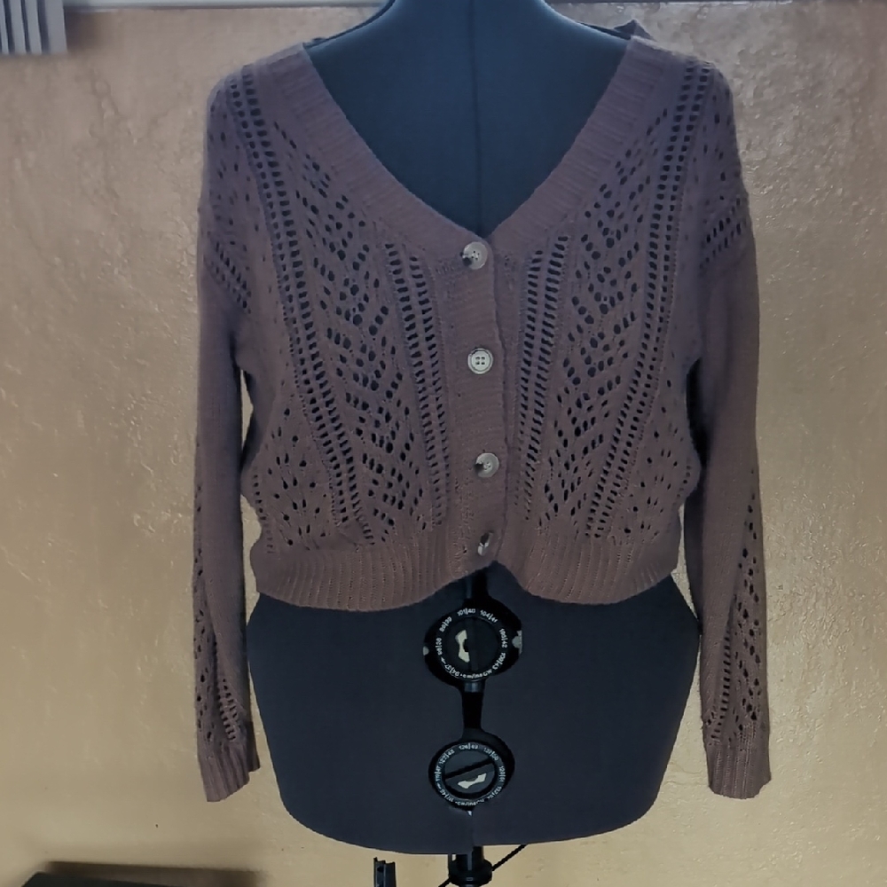 SHEIN Brown Knit Cardigan XL